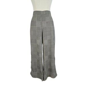 Women’s Glen Plaid Wide Leg Pants Snap Hem Size Small